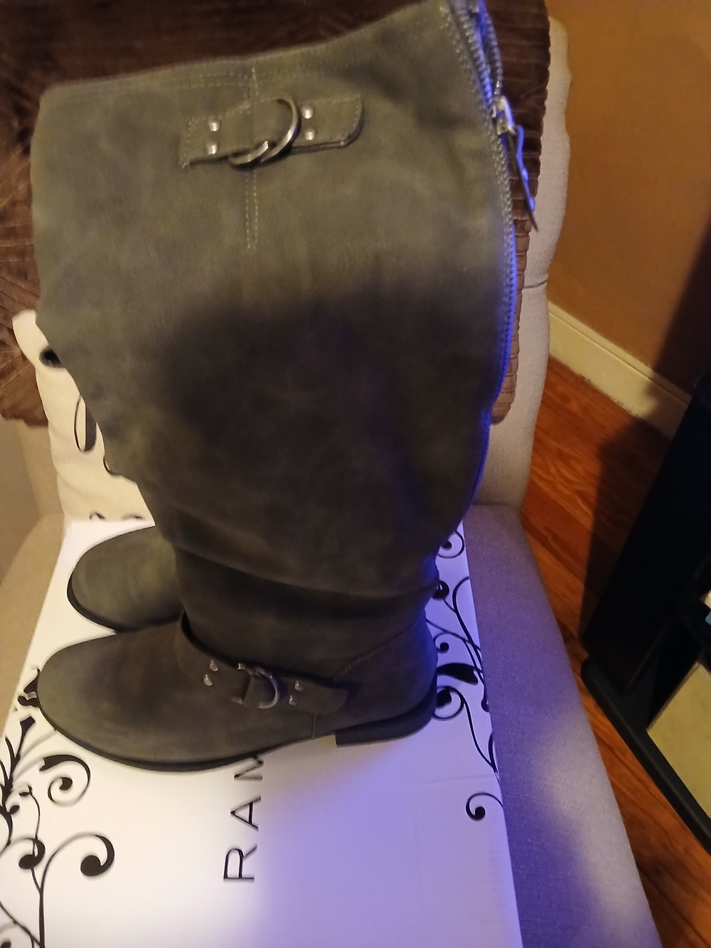 Rampage Over-the-Knee Buckle Boots in Gray